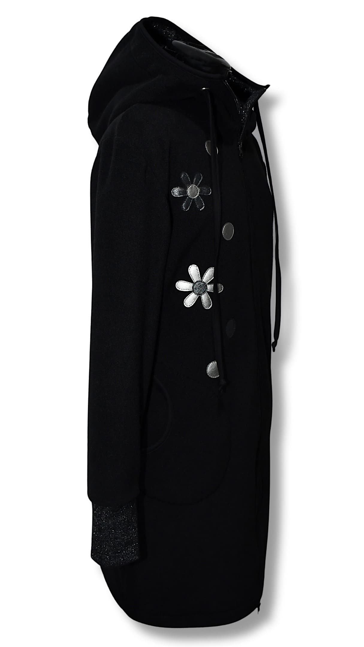 GlemStajl FLIS Hud.i PLAŠČEK - Srebrne MARJETKE / črn - slika 12