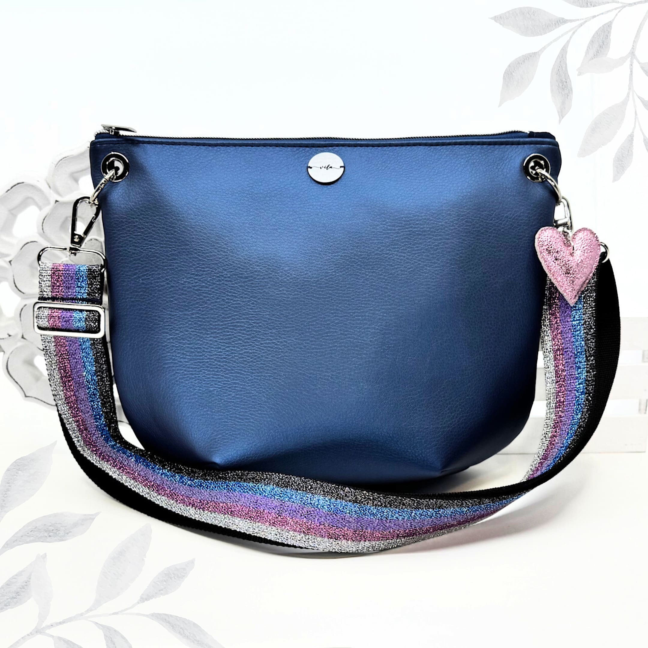 MALENA ♡ METALčica - TEMNO MODRA / glitter naramnica črt'ka