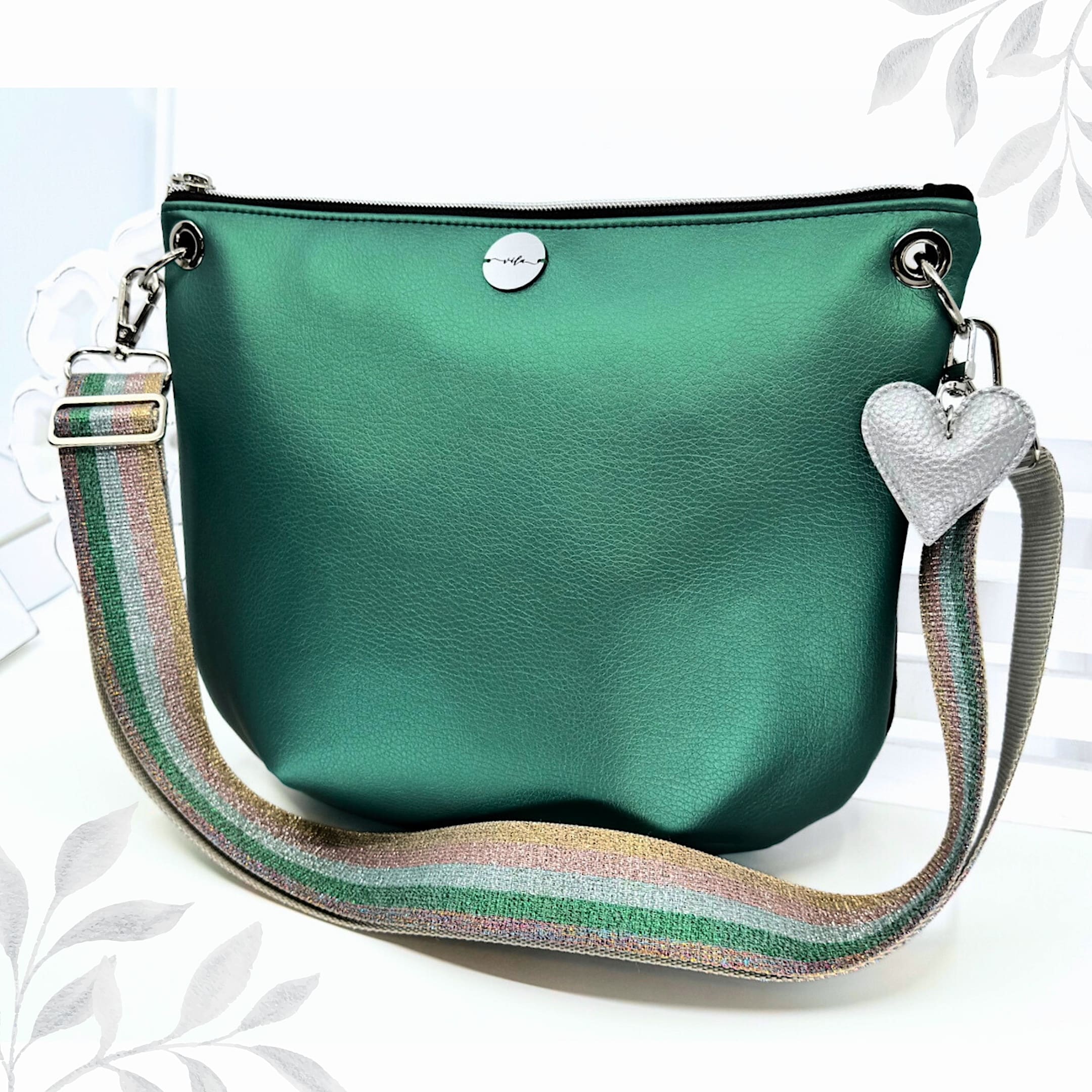 MALENA ♡ METAL - SMARAGDNA zelenčica / glitter naramnica črt'ka