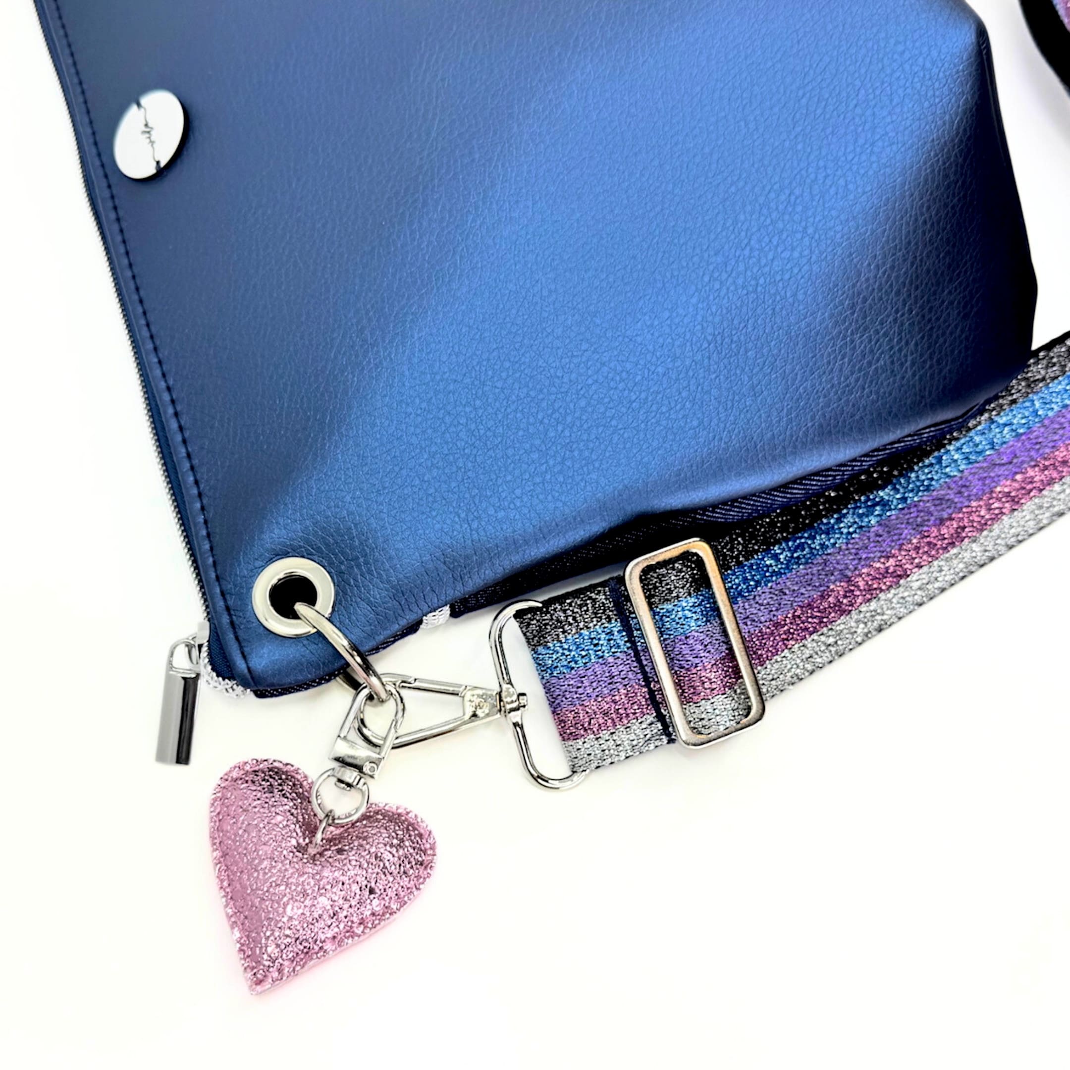 MALENA ♡ METALčica - TEMNO MODRA / glitter naramnica črt'ka - slika 5