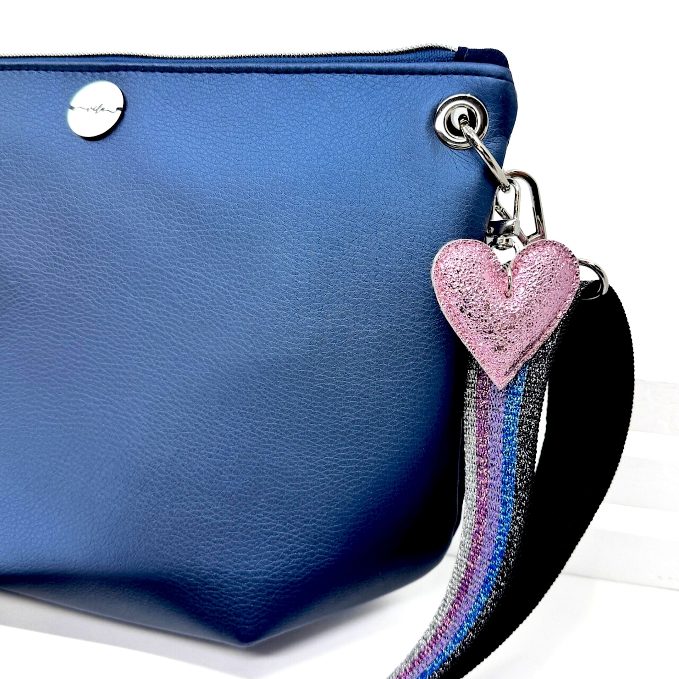 MALENA ♡ METALčica - TEMNO MODRA / glitter naramnica črt'ka - slika 2