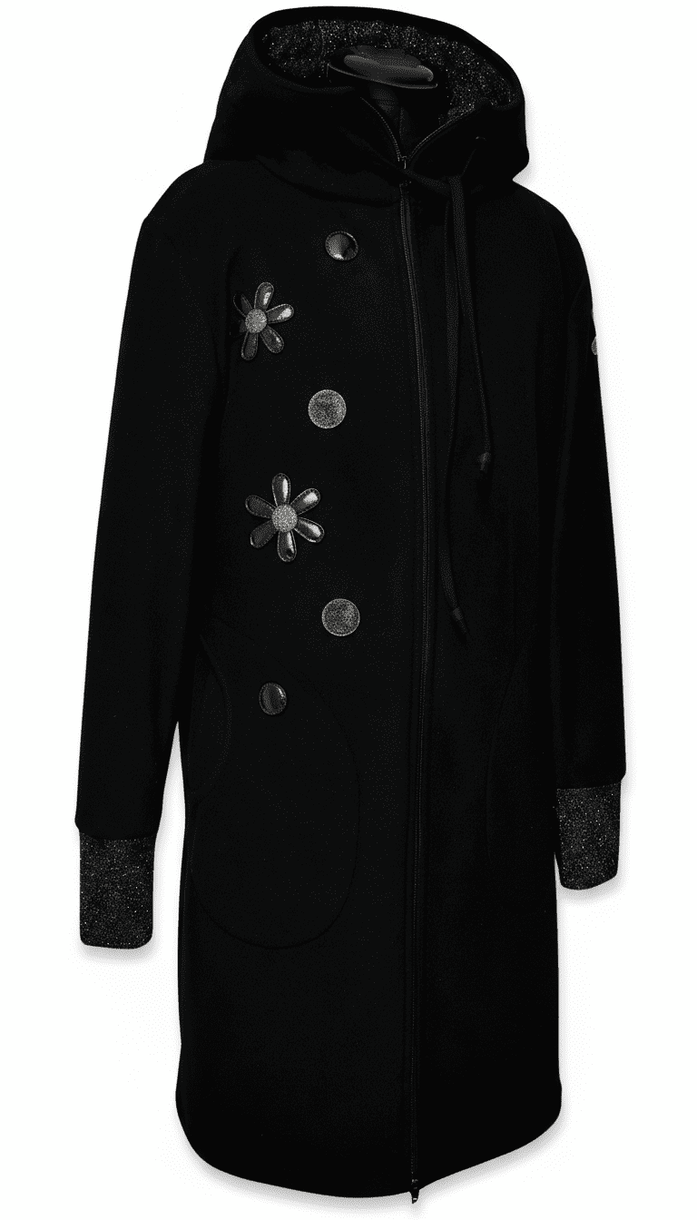 GlemStajl FLIS PLAŠČEK - METAL ČRNE MARJETKE