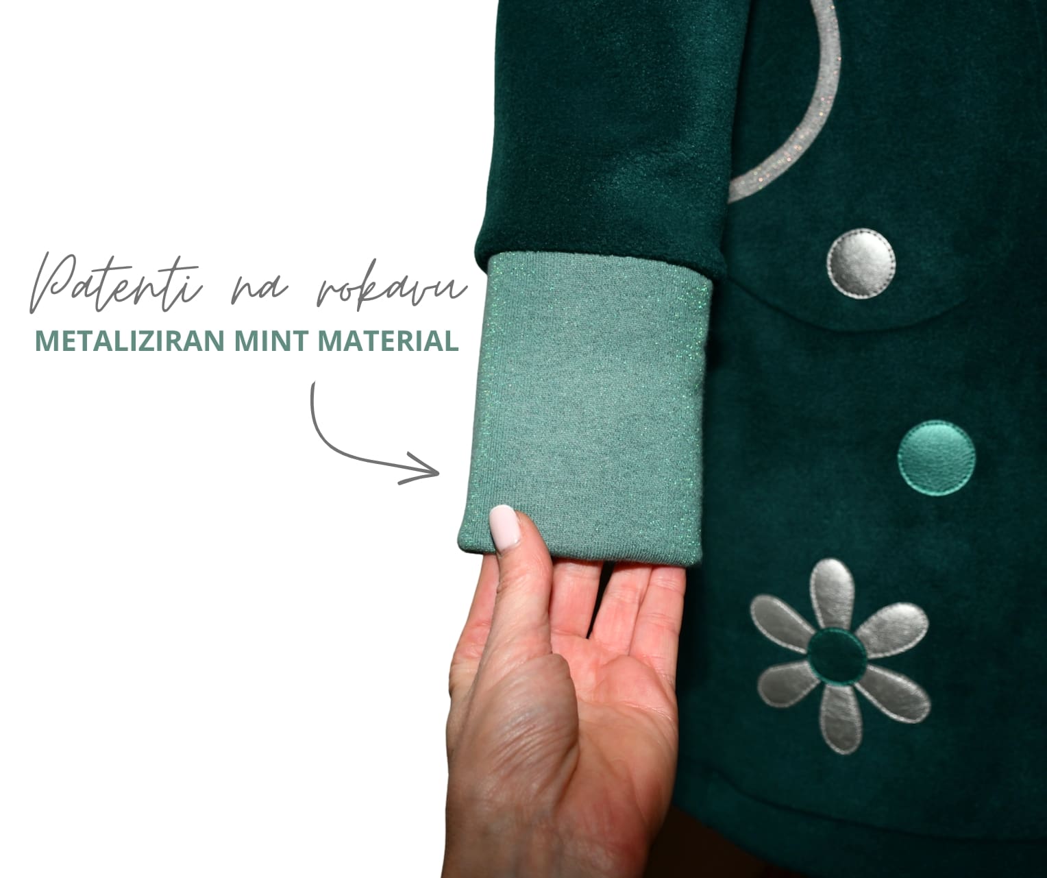 GlemStajl FLIS Hud.i PLAŠČEK ❁ SMARAGDNI SIJ - slika 7
