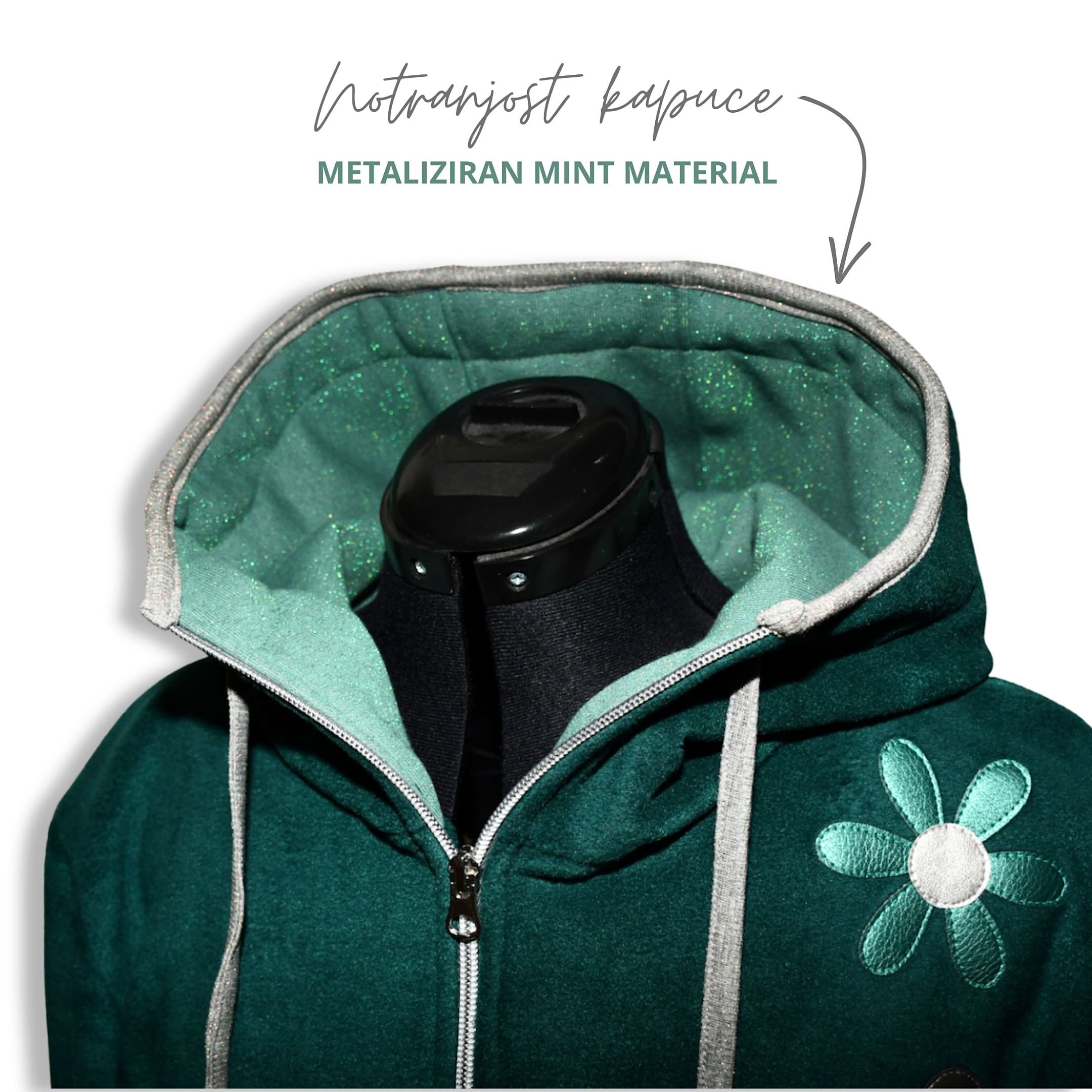 GlemStajl FLIS Hud.i PLAŠČEK ❁ SMARAGDNI SIJ - slika 6