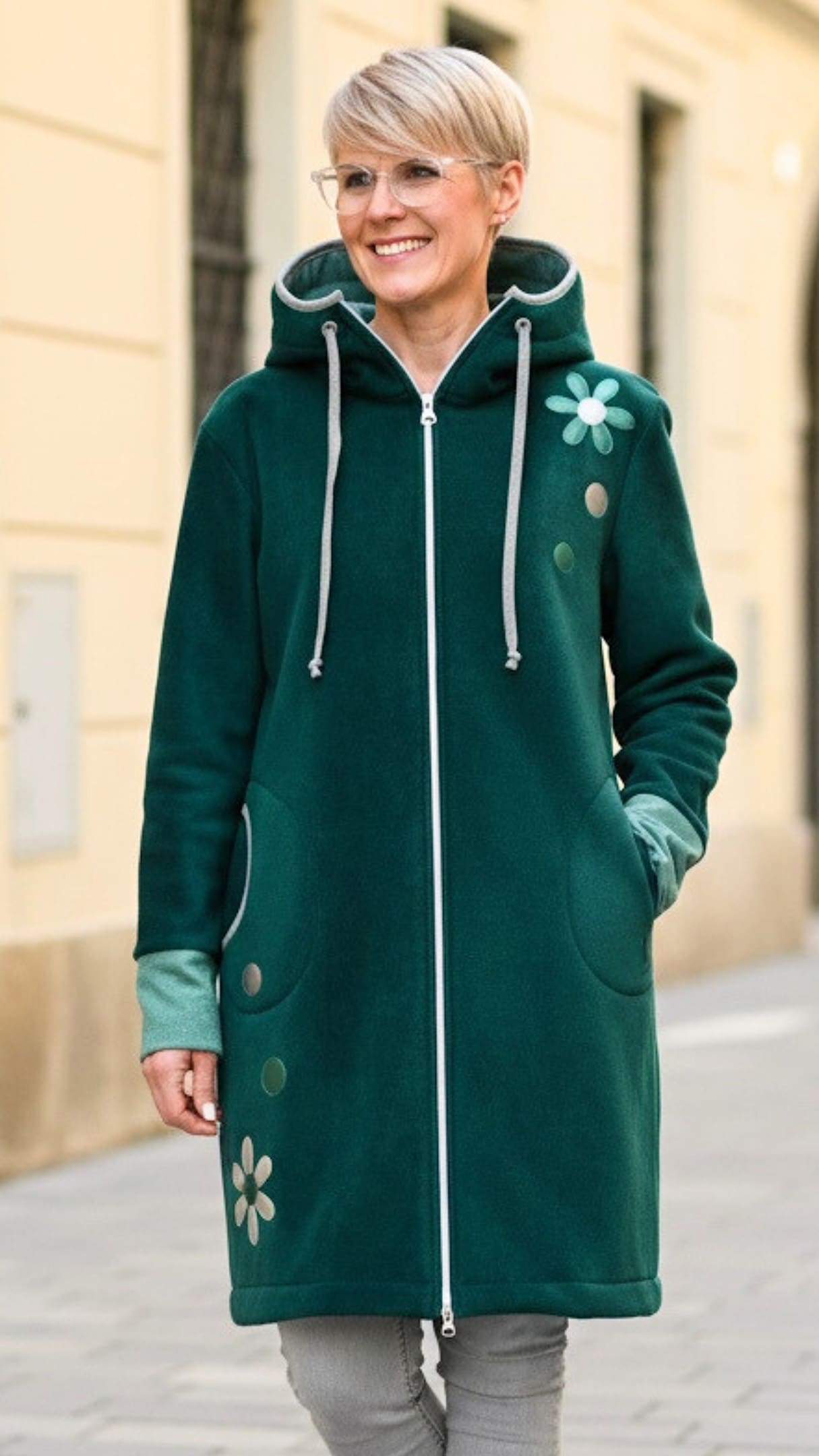 GlemStajl FLIS Hud.i PLAŠČEK ❁ SMARAGDNI SIJ - slika 3