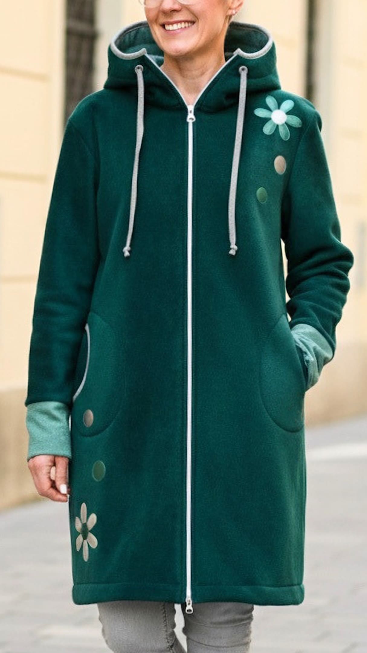 GlemStajl FLIS Hud.i PLAŠČEK ❁ SMARAGDNI SIJ