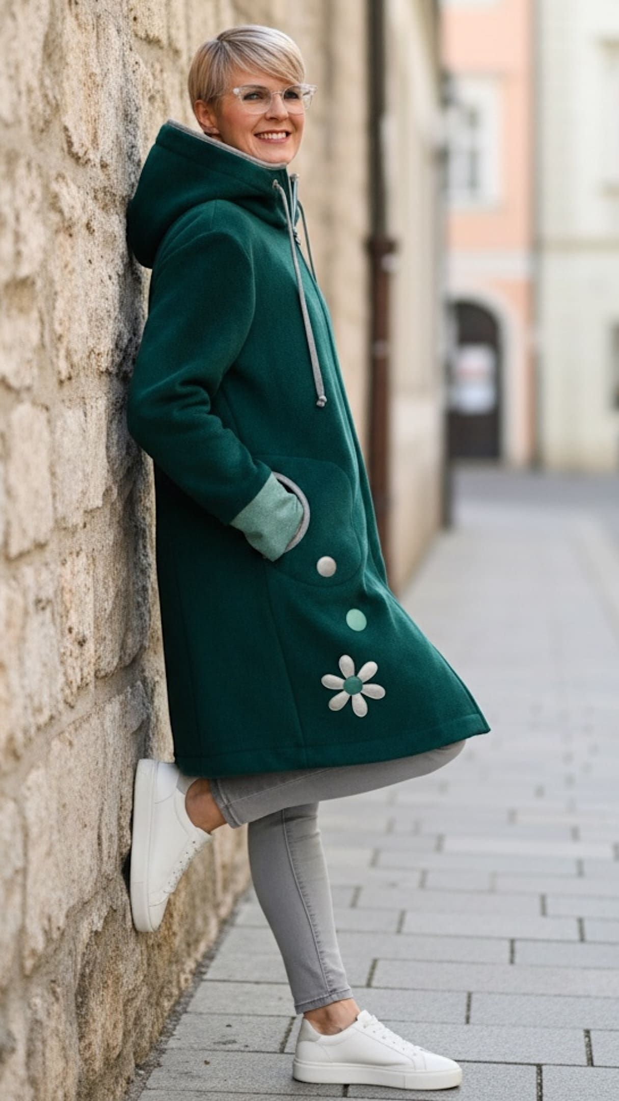 GlemStajl FLIS Hud.i PLAŠČEK ❁ SMARAGDNI SIJ - slika 2