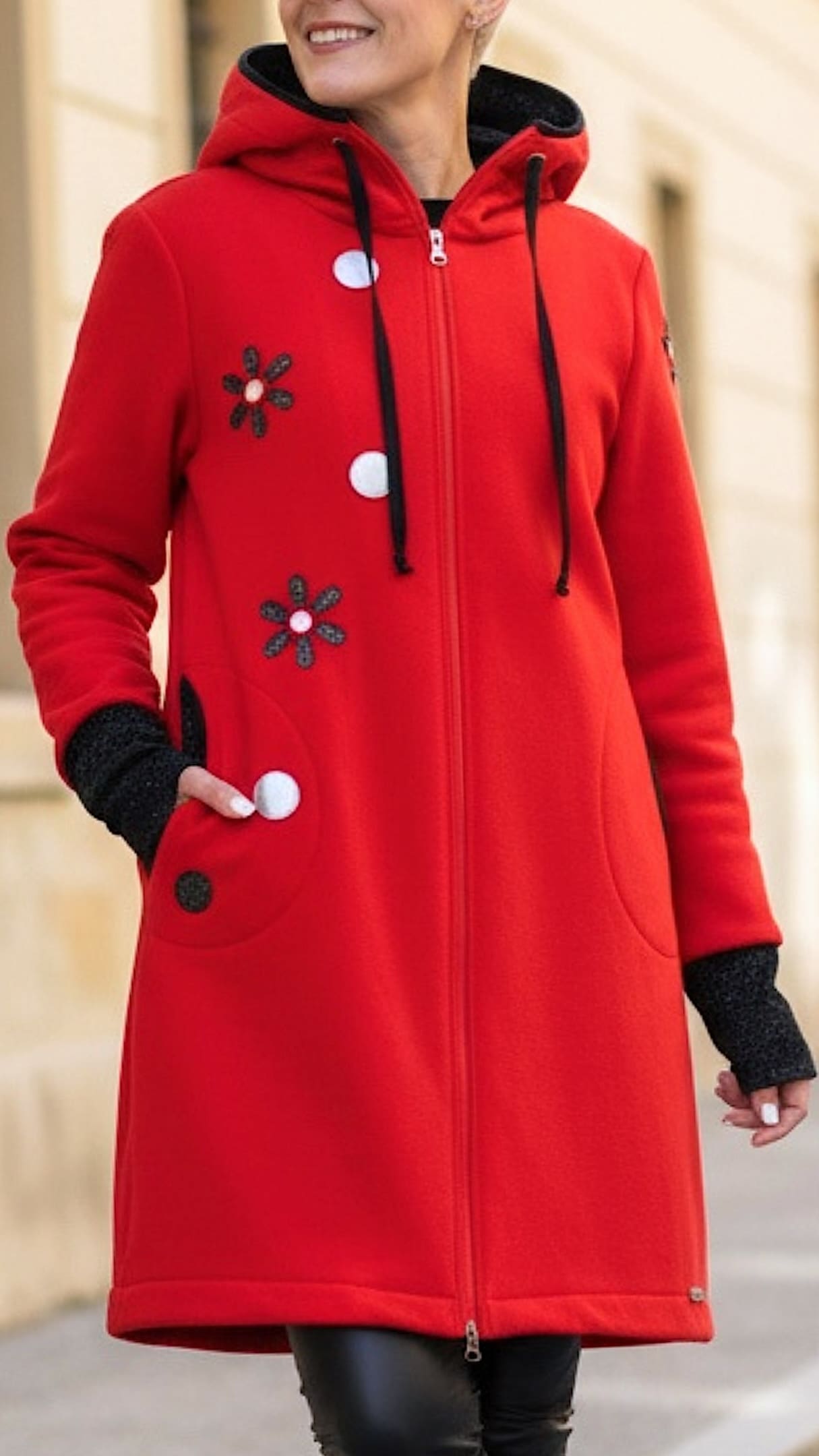 GlemStajl FLIS Hud.i PLAŠČEK ❁ ❤️ Srčno RDEČ