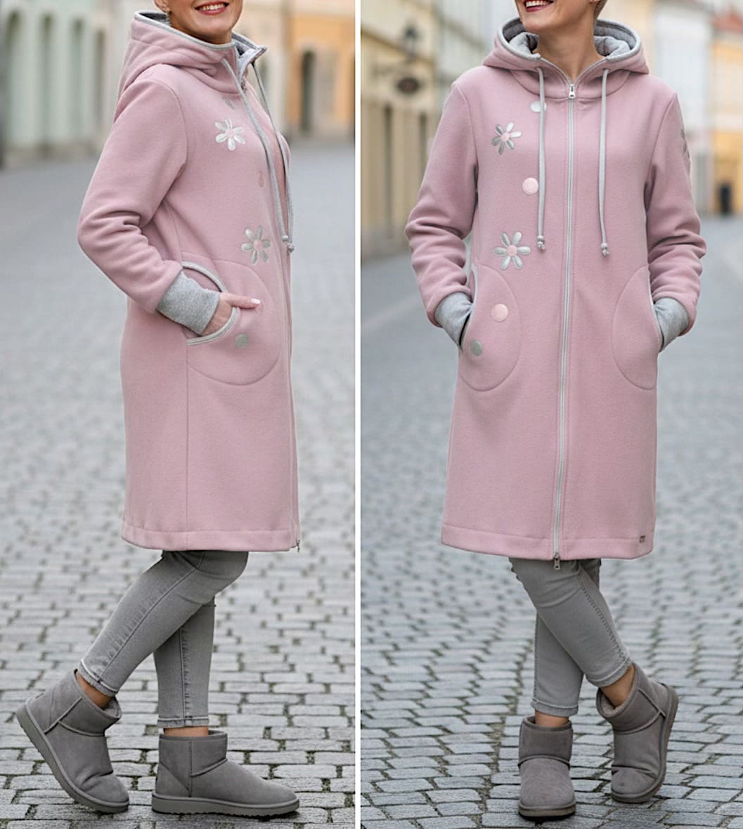 GlemStajl FLIS Hud.i PLAŠČEK ❁ umazana roza