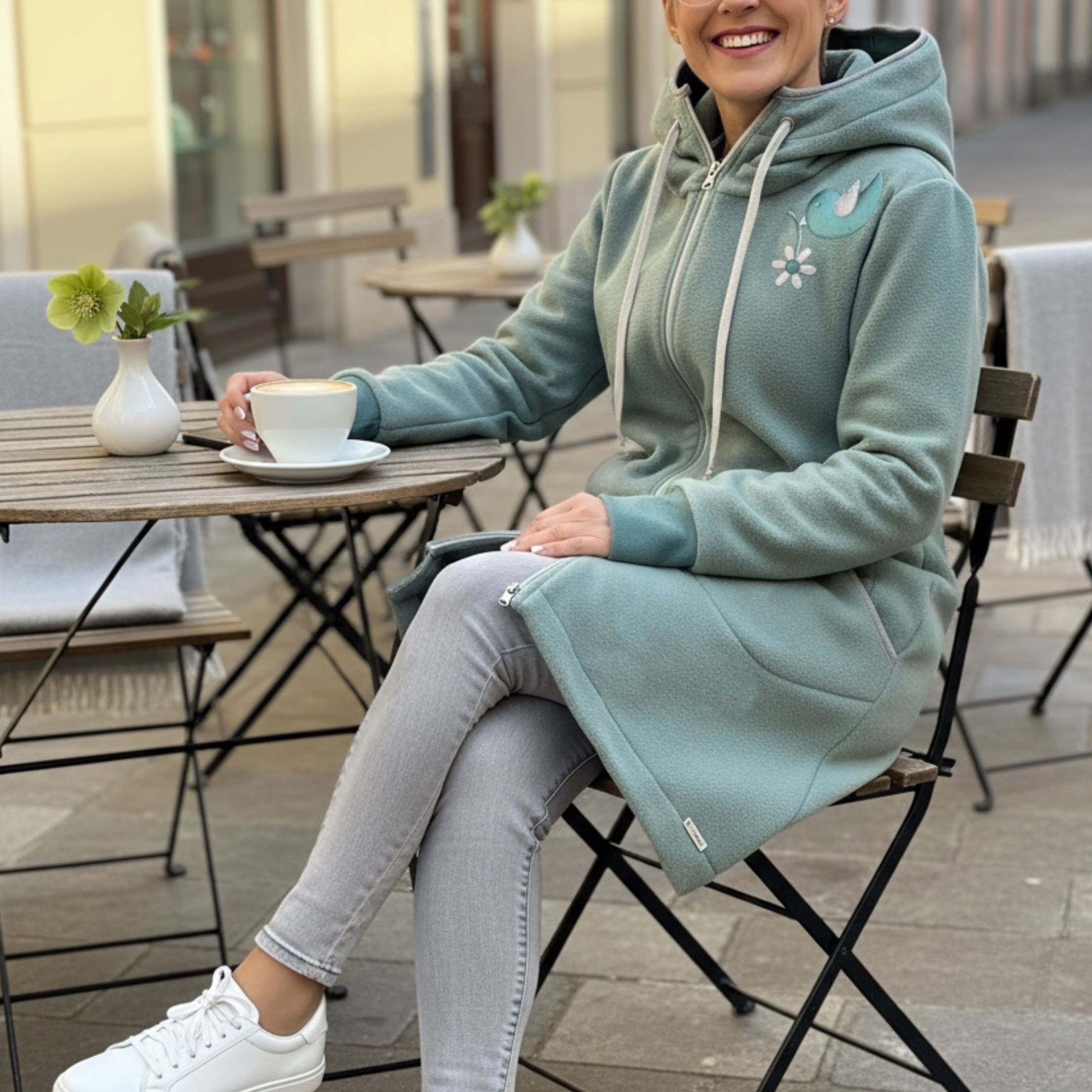 GlemStajl FLIS Hud.i PLAŠČEK ❁ MINT - ptiček Tonek - slika 3