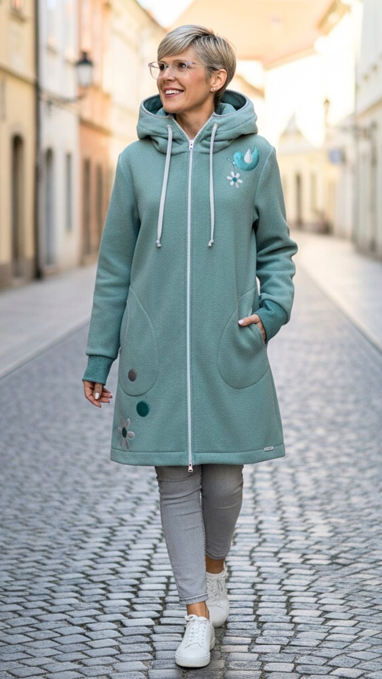 GlemStajl FLIS Hud.i PLAŠČEK ❁ MINT - ptiček Tonek - slika 4