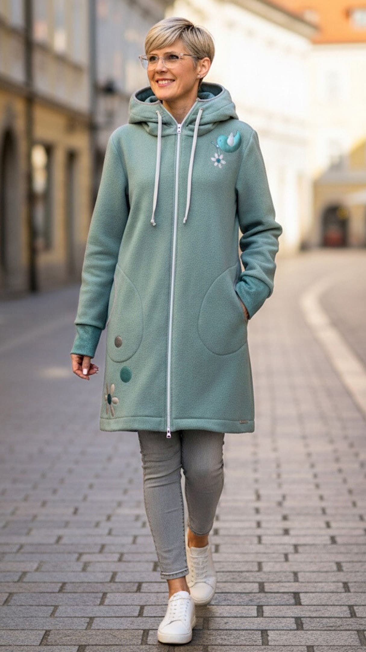 GlemStajl FLIS Hud.i PLAŠČEK ❁ MINT - ptiček Tonek - slika 6