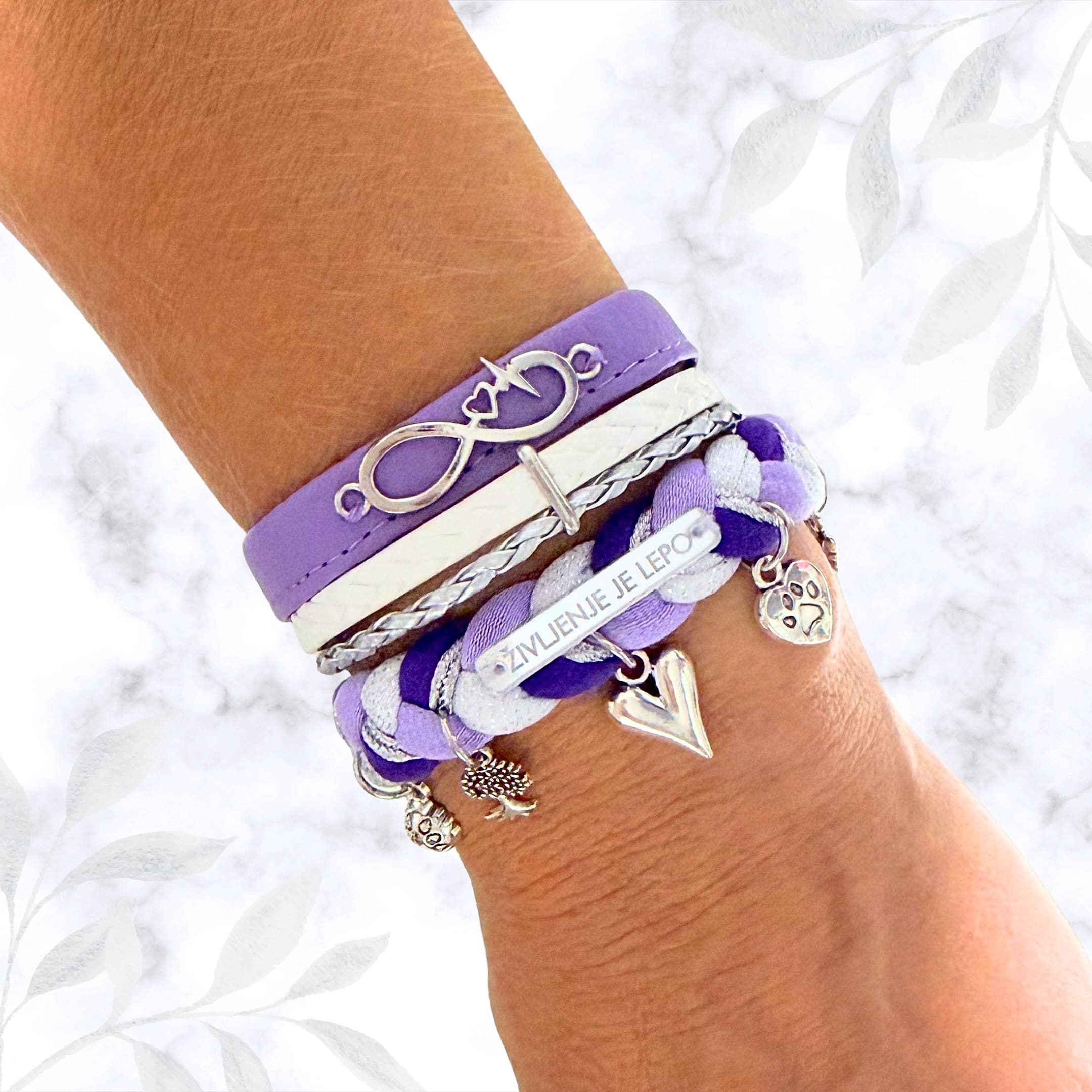 INFINITY ZAPESTNICA AMULET.ka ♡ lavanda / srebrna / bela